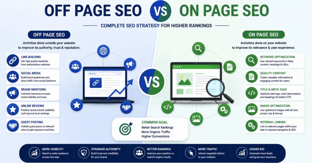 on page SEO vs off page SEO