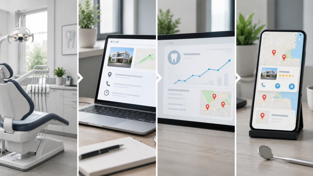 Step-by-step Dental Practices Rank in the Google Map Pack